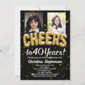 応援40歳40歳の誕生日と今の写真 招待状 (正面)