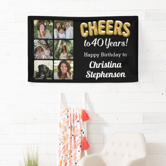 応援40歳6写真コラージュ40歳の誕生日 横断幕 (インサイチュ)