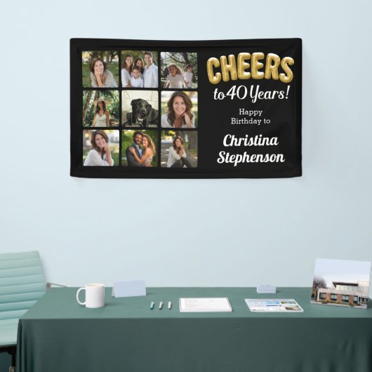 応援40歳9写真コラージュ40歳の誕生日 横断幕 (トレードショー)