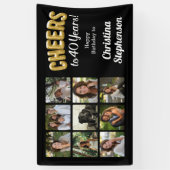 応援40歳9写真コラージュ40歳の誕生日 横断幕 (縦)