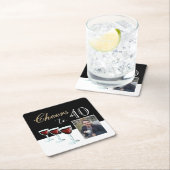 応援40赤ワイングラス写真40歳の誕生日 スクエアペーパーコースター (インサイチュ)