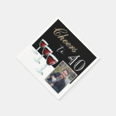 応援40赤ワイングラス写真40歳の誕生日 スタンダードカクテルナプキン (角)