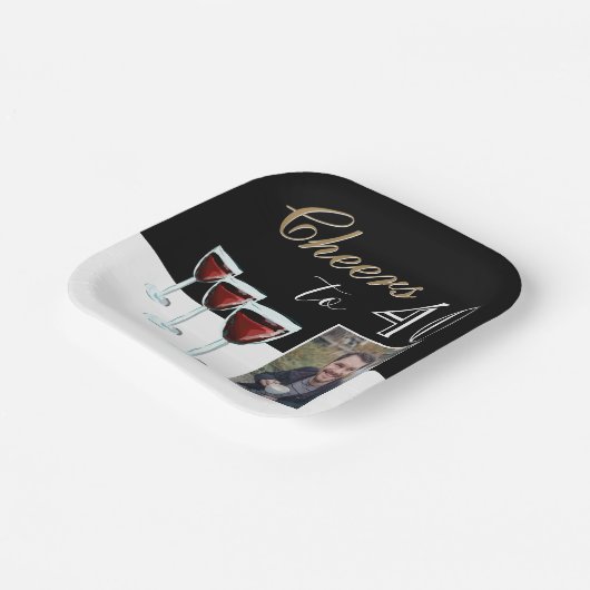 応援40赤ワイングラス写真40歳の誕生日 ペーパープレート (傾斜あり)