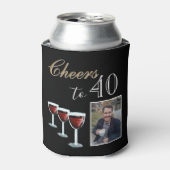 応援40赤ワイングラス写真40歳の誕生日 缶クーラー (缶正面)
