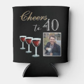 応援40赤ワイングラス写真40歳の誕生日 缶クーラー (正面)