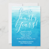 応援40青40歳グラデーションのバースデーモダンパーティー 招待状 (正面)