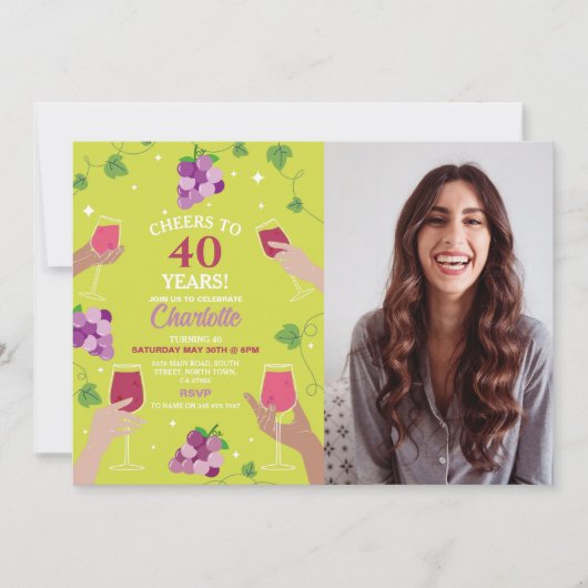 応援40thバースデーワインテイスティングパーティー写真 招待状 (正面)