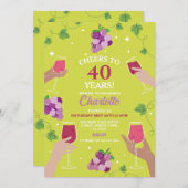 応援40thバースデーワインテイスティングパーティー年齢 招待状 (正面/裏面)