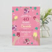 応援40thバースデーワインテイスティングピンクパーティー 招待状 (スタンド正面)