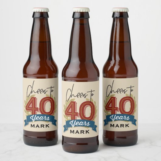 応援40th Birthday Beer Label ビールラベル (ボトル)