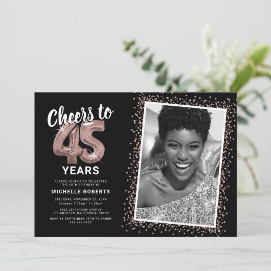 応援45誕生日写真 招待状 (スタンド正面)