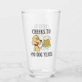 応援490ドッグ年70誕生日ガラス タンブラーグラス (裏面)