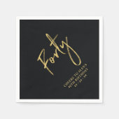 応援4 |黒モダンい40th誕生日パーティー スタンダードカクテルナプキン (正面)