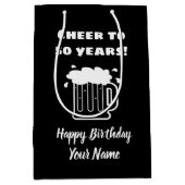 応援50おもしろい年男子50誕生日 ミディアムペーパーバッグ (正面)