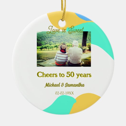 応援50周年の愛は甘いレトロ セラミックオーナメント (正面)