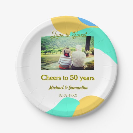 応援50周年の愛は甘いレトロ ペーパープレート (正面)