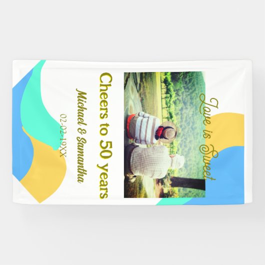 応援50周年の愛は甘いレトロ 横断幕 (横)