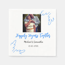 応援50周年ブルーリーフ写真名 スタンダードカクテルナプキン