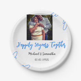 応援50周年ブルーリーフ写真名 ペーパープレート