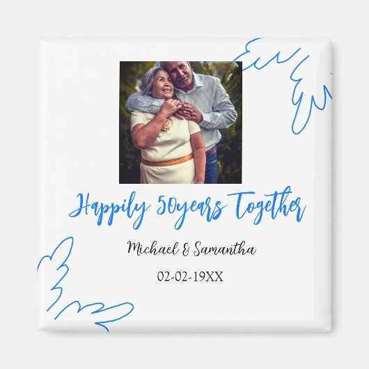 応援50周年ブルーリーフ写真名 マグネット (正面)