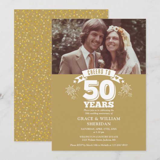 応援50周年記念写真結婚へ 招待状 (正面/裏面)