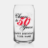 応援50年のカスタムハッピーバースデー缶 ガラス缶 (正面)