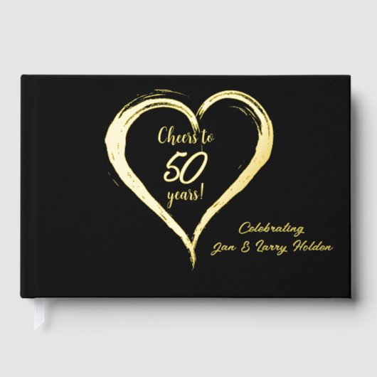 応援50年ゴールド・フォイルとブラック ゲストブック (正面)