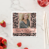 応援50年バラ金ゴールドダマスク50誕生日 スタンダードカクテルナプキン (インサイチュ)