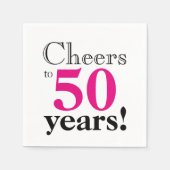 応援50年レトロフォントホットピンクおもしろい スタンダードカクテルナプキン (正面)