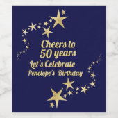 応援50年誕生日海軍と金ゴールド星 ワインラベル (シングルラベル)