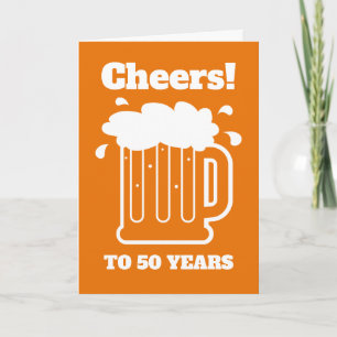 応援50年50番目のビール誕生日カード男性へ カード