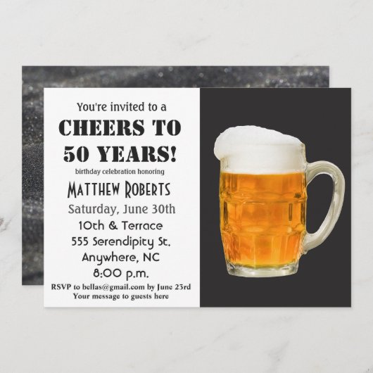 応援50年50番目の誕生日招待状 招待状 (正面/裏面)