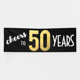 応援50年50誕生日ブラック金ゴールド 横断幕