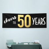 応援50年50誕生日ブラック金ゴールド 横断幕 (トレードショー)