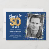 応援50年50誕生日写真 招待状 (正面)