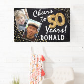 応援50年！金ゴールドバルーンの写真誕生日 横断幕 (インサイチュ)