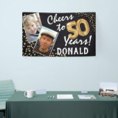 応援50年！金ゴールドバルーンの写真誕生日 横断幕 (トレードショー)