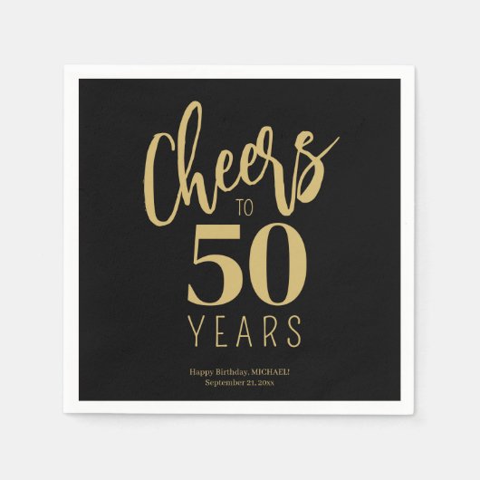 応援50歳の誕生日カスタムパーティー スタンダードカクテルナプキン (正面)