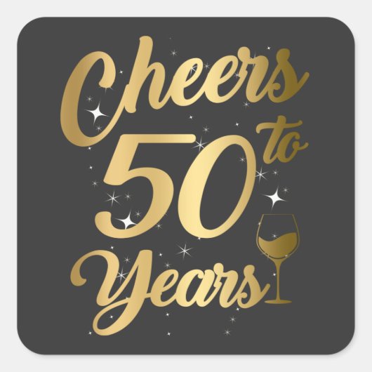 応援50歳50歳の誕生日パーティー スクエアシール (正面)