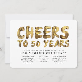 応援50歳50歳の誕生日金ゴールド 招待状
