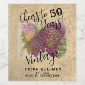 応援50番目の誕生日ヴィンテージワイナリーのカスタマイズ ワインラベル (シングルラベル)