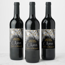 応援50誕生日ブラックと金ゴールド ワインラベル