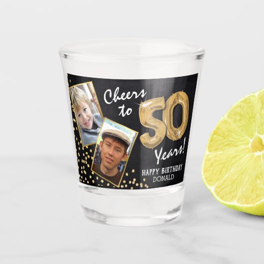 応援50誕生日2写真 ショットグラス (正面)