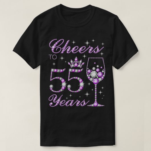 応援55歳の女性に紫色かわいい55番目のバレ Tシャツ (デザイン正面)