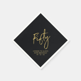 応援5 |ブラックモダン50thバースデーパーティー スタンダードカクテルナプキン