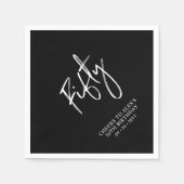 応援5 |大人モダン50歳の誕生日パーティー スタンダードカクテルナプキン (正面)