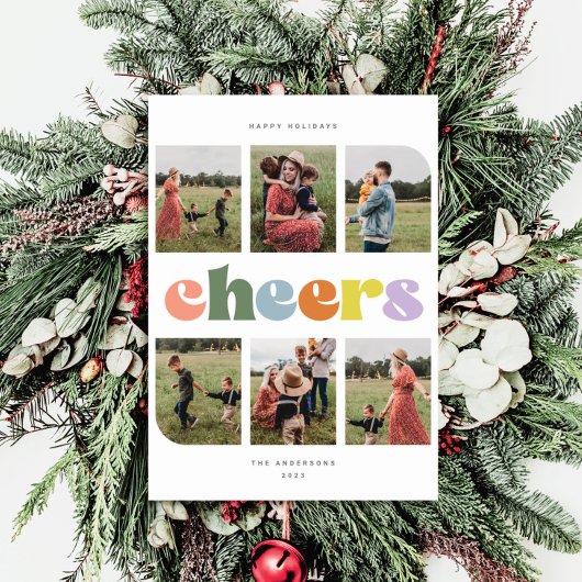 応援6フォトコラージクリスマスホリデーカード シーズンカード