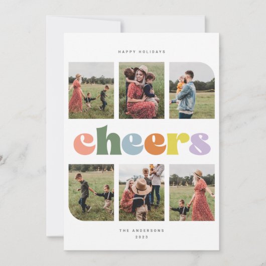 応援6フォトコラージクリスマスホリデーカード シーズンカード (正面)