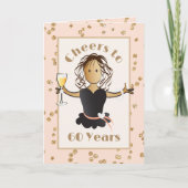 応援60へ彼女のグリッターグラム誕生日 カード (正面)