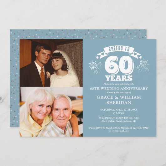 応援60周年記念結婚2写真へ 招待状 (正面/裏面)